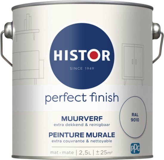 Histor Perfect Finish Muurverf Mat - RAL 9010 - 2.5L