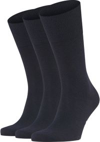 FALKE Airport 3-Pack Heren Sokken - Blauw - Maat 45-46 - Merinowol & Katoen