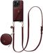 AVY Leren Hoesje geschikt voor Apple iPhone 14 Pro | Met Koord, Wallet en Pouch | Compatibel met MagSafe | Leather Case met 130CM Koord | Long Leather | Burgundy