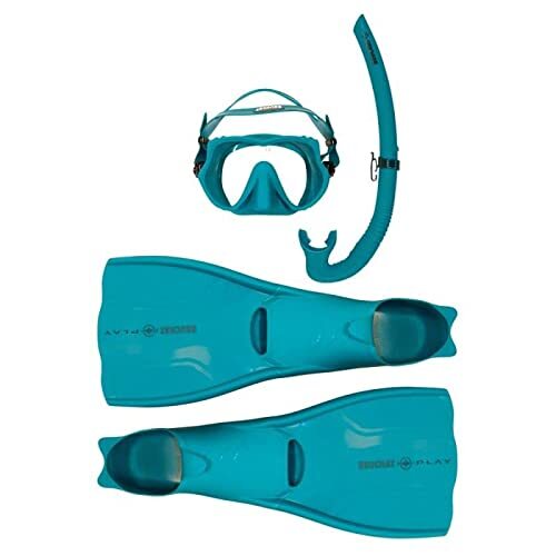 Beuchat Atoll Set zwemvliezen masker en snorkel, uniseks, volwassenen, ultrablauw, maat 44/45