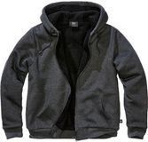 Brandit Sweatjacket Teddylining Heren Trui met capuchon - gemêleerd zwart - XL