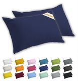 Lavea® Taies d'oreiller 40x80 cm Lot de 2 – Taies d'oreiller en 100% Coton Jersey Doux et Respirant avec Fermeture Éclair YKK – Bleu Galaxie