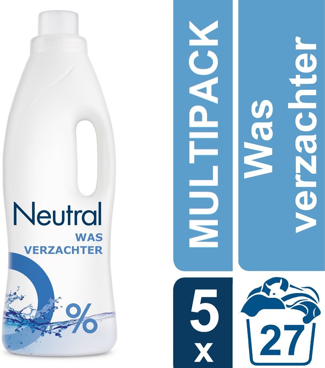 Neutral 0% Parfumvrij Vloeibaar - 162 wasbeurten - 5 x 750 ml - Wasverzachter - Voordeelverpakking
