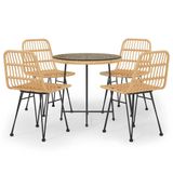 vidaXL 5-delige Tuinset Poly Rattan Bruin