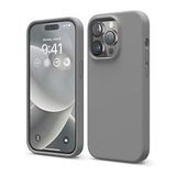 elago Liquid Silicone Hoesje Compatibel met iPhone 14 Pro Case (6.1") | Premium Silicone, Full Lichaamsbescherming, 4 Layer Schokbestendigehoes, Antikras Zachte Microfiber Voering (Donkergrijs)