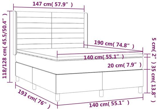 vidaXL Boxspring met matras fluweel donkergroen 140x190 cm