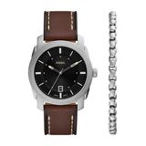 FOSSIL Heren Horloge Geschenkset - Bruin/Zwart