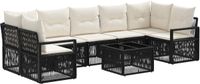 vidaXL Tuinbank Set 8-st Zwart Poly Rattan