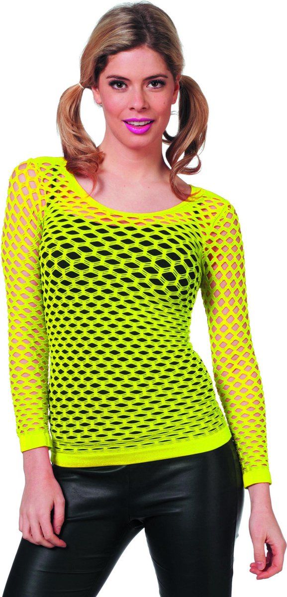 Wilbers Netshirt neon geel lange mouw voor dame