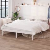 vidaXL Bedframe massief grenenhout wit 160x200 cm