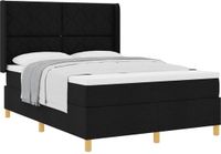 vidaXL Boxspringbed met matras, hoofdeinde, Zwart, 160 x 200 cm, Stof