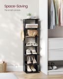Vasagle Schoenenrek - Smalle Schoenenopberger - 110 cm - 6-laags Schoenenrek voor Kleine Ruimtes - Zwart