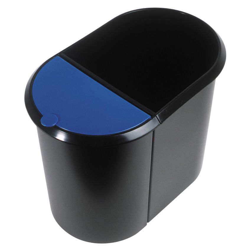 helit H6103993 afvalcontainer - zwart/blauw - ovaal - kunststof