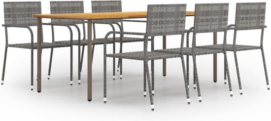 vidaXL 7-delige Tuinset poly rattan antracietkleurig