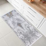Fashion4Home Tapijtloper - Boho Kelim Kleed - Abstract Grijs-Goud - 60 x 180 cm