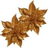 Cosy & Trendy Décoration de sapin de Noël fleur - 2x pièces - clip - cuivre - étoile de Noël - 18 cm