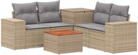 vidaXL - Bankstel - 6 - st - Beige - en - Lichtgrijs - Poly - Rattan - en - Staal