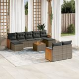 Maison Exclusive - Ensemble de jardin, composé de 10 pièces avec coussins, gris, en polyrotin