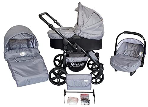 Lux4Kids Heaven Grey 81 3-in-1 kinderwagen, 2-in-1 autostoel, luiertas, Kebubu van Heaven Grey 81 2-in-1 zonder babyzitje