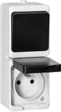 Orno Aquatic Mini - Enkelpolig Opbouwschakelaar + Wandcontactdoos - Beschermcontact - IP54