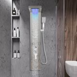 Merkloos / Sans marque Douchepaneel met Massage - zilver - Regendouche - Douchepaneel LED RVS met massagejets - douchearmatuurset regendouche met LCD display en handdouche met kraan 5 waterfuncties