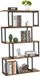 Meerveil Boekenkast, staand rek met 4 niveaus, opbergrek van hout, S-vorm, industrieel design, 74 x 24 x 128 cm, decoratief rek voor planten en boeken, woonkamer, slaapkamer, kantoor, bruin