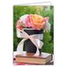Afie 68-4009 binnenkaart wit met envelop - boeket bloemen rozen oranje pastel strik leeslint voor u Happy Birthday goed feest meisje vrouw moeder oma dank u