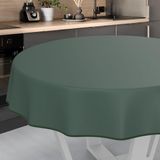 Afwasbaar Wasdoek Tafelkleed, Afwasbaar Tafelzeil, Tuintafelkleed, Voor Binnen en Buiten, Rond, 140 cm, Met Zoom, Dennengroen