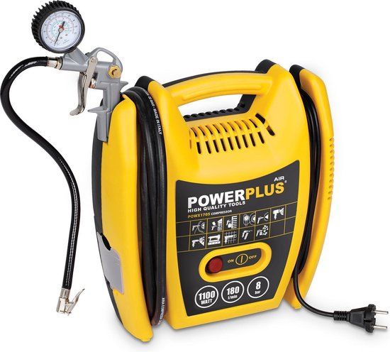 Powerplus POWX1705 Compressor - 1100W - 8 bar - Incl. 8 accessoires