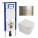 QeramiQ Dely Toiletset - 36.3x51.7cm - Geberit UP720 inbouwreservoir - rimless - diepspoel - 35mm zitting - softclose - bedieningsplaat geborsteld messing - rechthoekige knoppen - mat wit