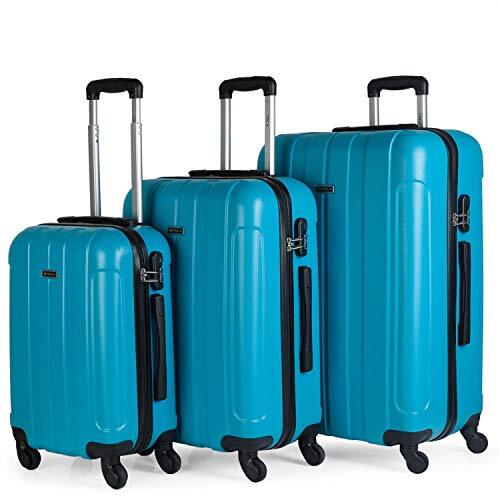 ITACA - Game Stijve reistassen 4 wielen Trolley 55/64/73 cm ABS. Bestendige comfortabele oefeningen en licht. Kleine middelgrote en grote cabine. Kwaliteit en merk. 771100, Color Turquoise