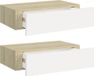 vidaXL Wandschappen 2 stuks met lade 40x23,5x10 cm MDF eikenkleur en wit