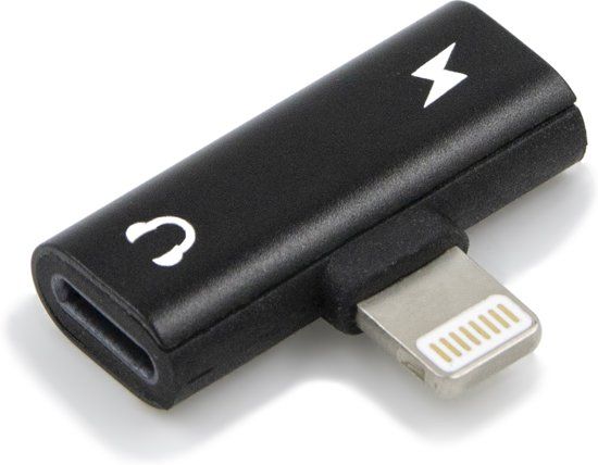 Mmobiel Lightning Splitter Adapter - Opladen + Audio Beluisteren voor iPhone XS Max / XS / XR / X / 8 / 8+/ 7 / 7+ - Zwart