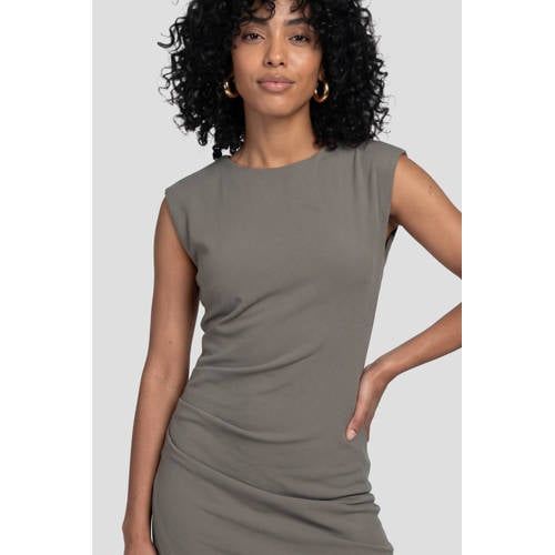 Ruby Ruby midi jurk met plooien detail grijs