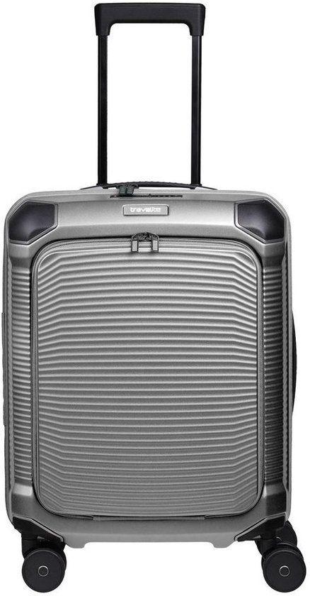 Travelite Millenium 4-Wiel Handbagage Met Voorvak Koffer 55cm Zilver