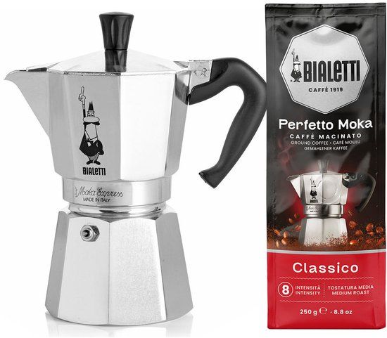 Bialetti Moka Express 2 kops + Classico gemalen koffie 250gr