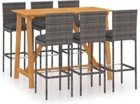 vidaXL 7-delige Tuinbarset met Kussens Grijs