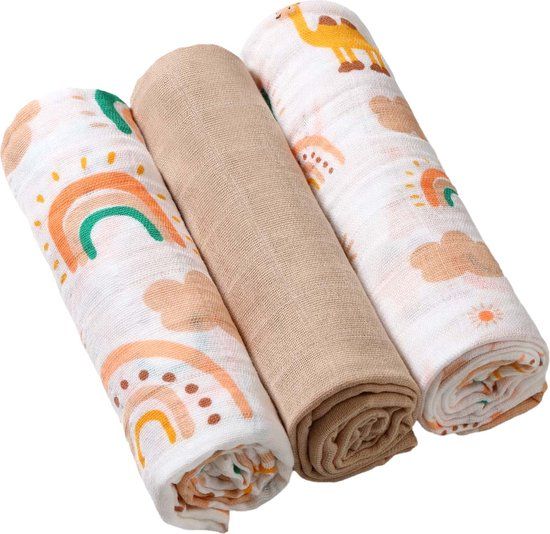 Baby Ono Hydrofiel Luiers - 3 Stuks - Beige - 70x70 cm