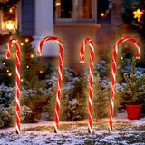 Spetebo Set van 4 led-tuinlichtkaarsen - XXL - 76 cm - Winterdecoratie Kerstmis - Met timer - Pour jardin, balcon, terrasse