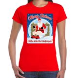 Bellatio Decorations Fout Kerstshirt / t-shirt - Merry shitmas who stole the toiletpaper - rood voor dames - kerstkleding / kerst outfit XL