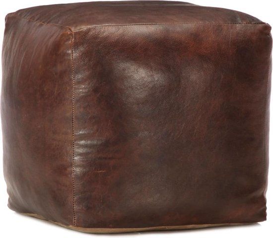 vidaXL Poef 40x40x40 cm echt geitenleer donkerbruin