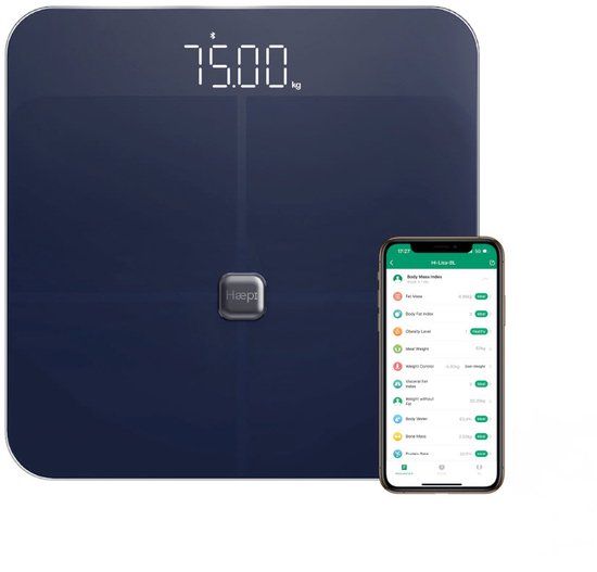 Haepi Bluetooth Body Analysis Scale - 13 Point Analysis, 180kg Max, 15yr Warranty - Blue