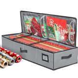 Inpakpapier opbergcontainer - past tot 27 rollen 3,49 cm diam - Onderbed Gift Wrap Organizer Tassen, inpakpapier rollen lint en strikken - onder bed - Duurzaam materiaal 600D - tot 101,6 cm rollen