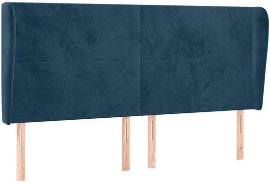 vidaXL Hoofdbord met randen 183x23x118/128 cm fluweel donkerblauw