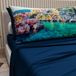 PETTI ARTIGIANI ITALIANI Beddengoedset van katoen voor maxi tweepersoonsbed met kussenslopen en hoeslaken, 180 x 200 cm, design Sicilië, nachtblauw, 100% gemaakt in Italië