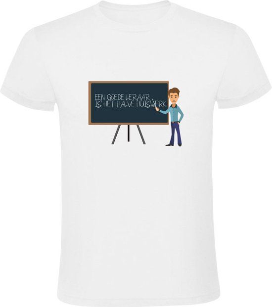 Sol's Een goede leraar is het halve huiswerk Heren T-shirt - Wit - Maat L