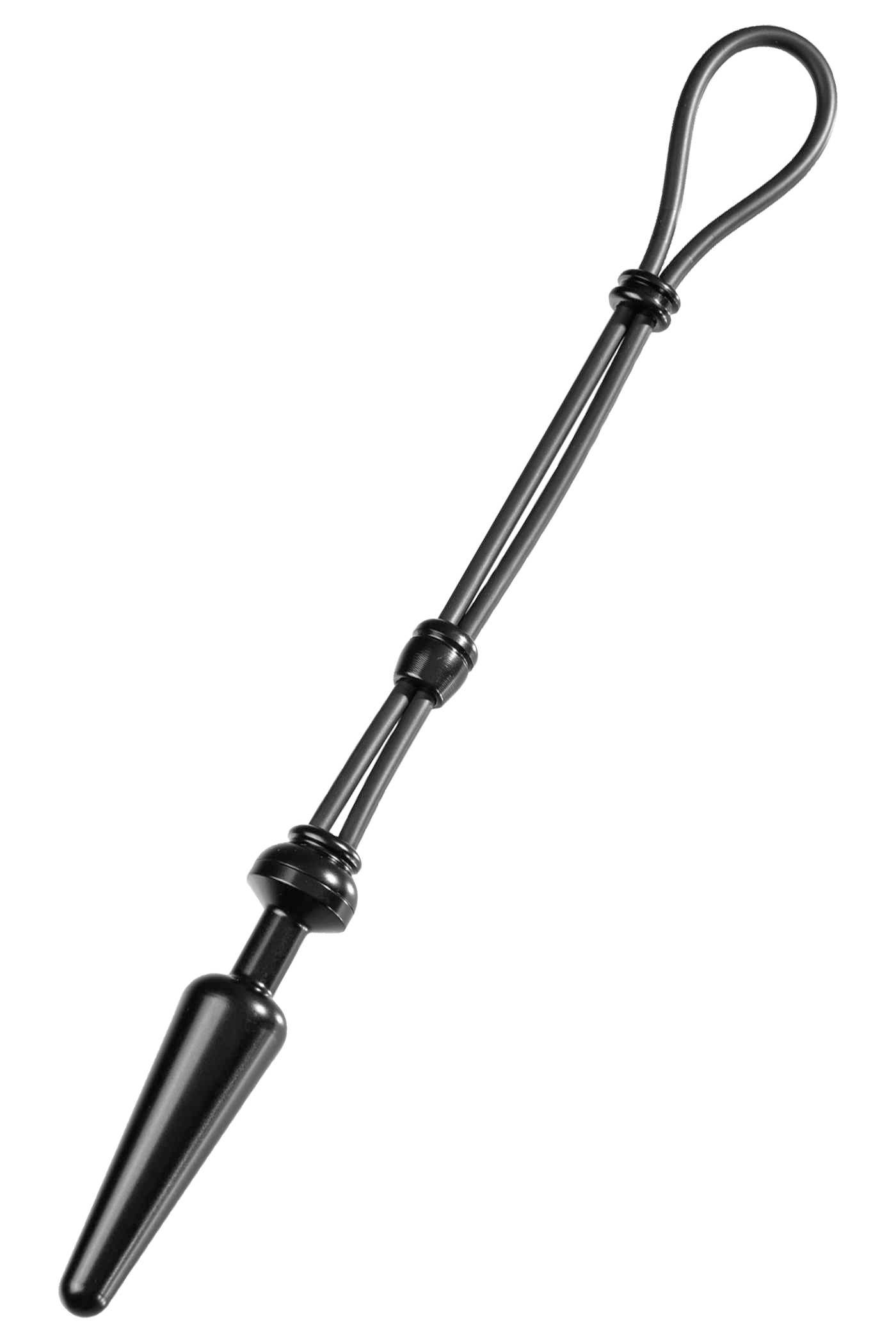MaleSaTion Buttplug & Cock- & Scrotumring Alu M - Zwart