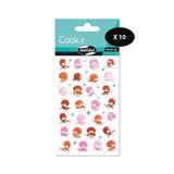 MY MANDARINE CY107Cpack - 3D Stickers Cooky - PAK MET 10 vellen 12x8 cm - 420 stickers - OCTOPUSSEN