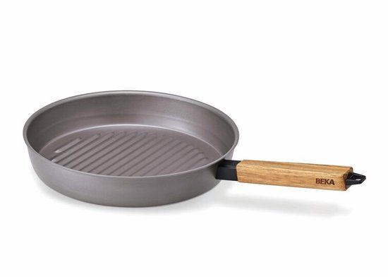 BEKA Nomad Collection Koolstofstalen grillpan 28 cm - Inductie & BBQ - Houten handgreep
