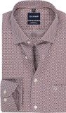OLYMP Luxor modern fit overhemd - popeline - wit met blauw en bordeaux rood dessin - Strijkvrij - Boordmaat: 44 (EU maat: XL)